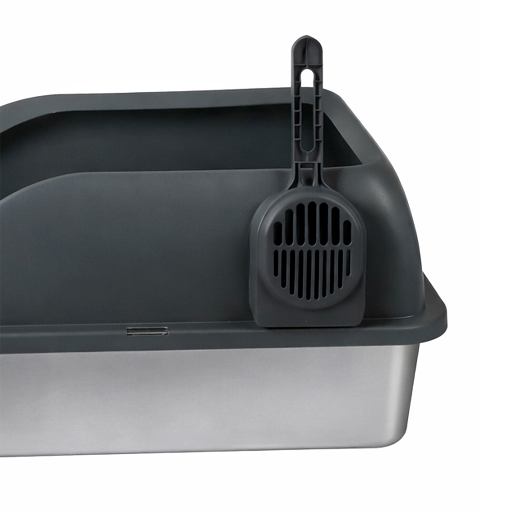 Pawz Stainless Steel Cat Litter Box Big Cats Kitten High Sided Easy Clean Grey - Image 6